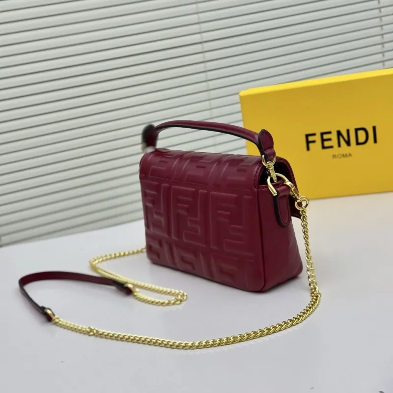 Alternative view of Fendi Maroon Baguette Chain Crossbody Bag