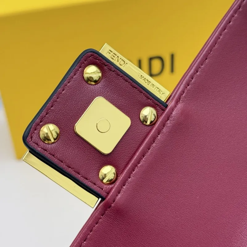 Fendi Maroon Baguette Chain Crossbody Bag - Image 8