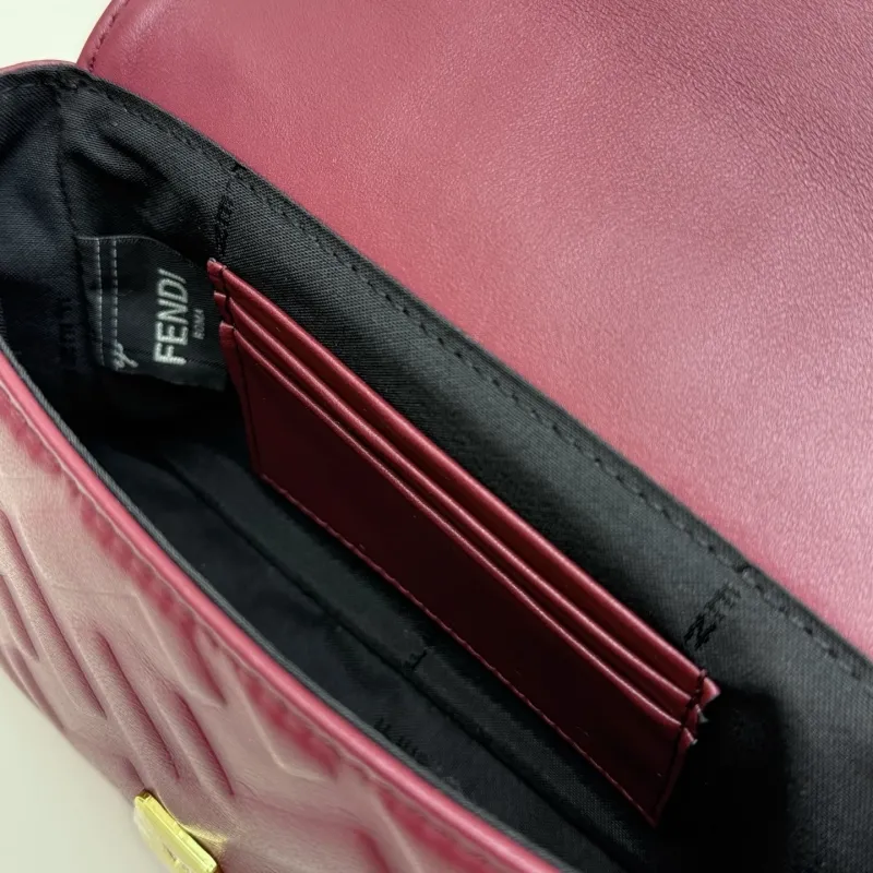 Fendi Maroon Baguette Chain Crossbody Bag - Image 9