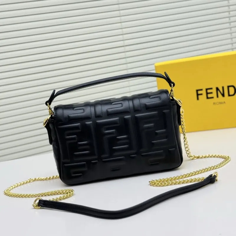 Fendi Black Baguette Chain Crossbody Bag - Image 3