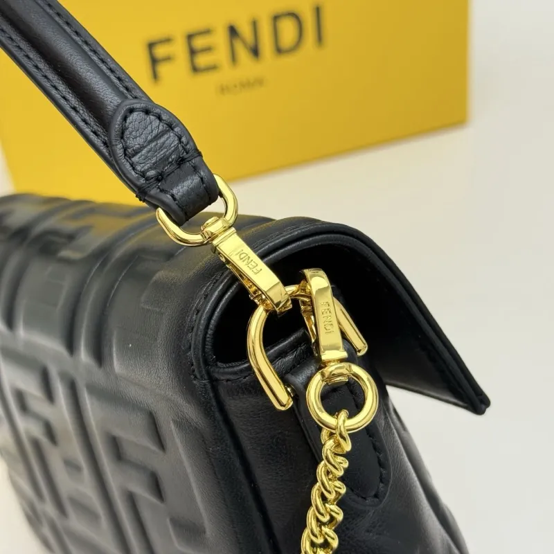 Fendi Black Baguette Chain Crossbody Bag - Image 6