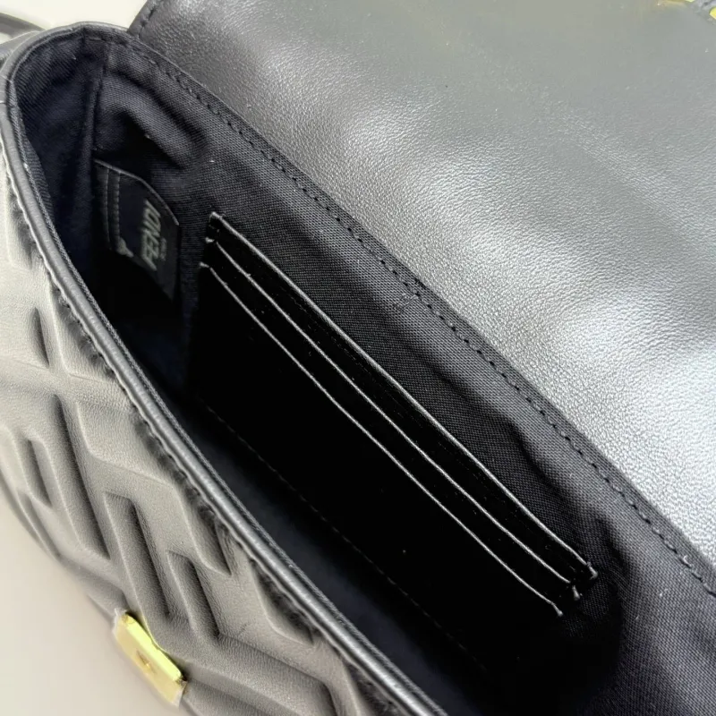 Fendi Black Baguette Chain Crossbody Bag - Image 9