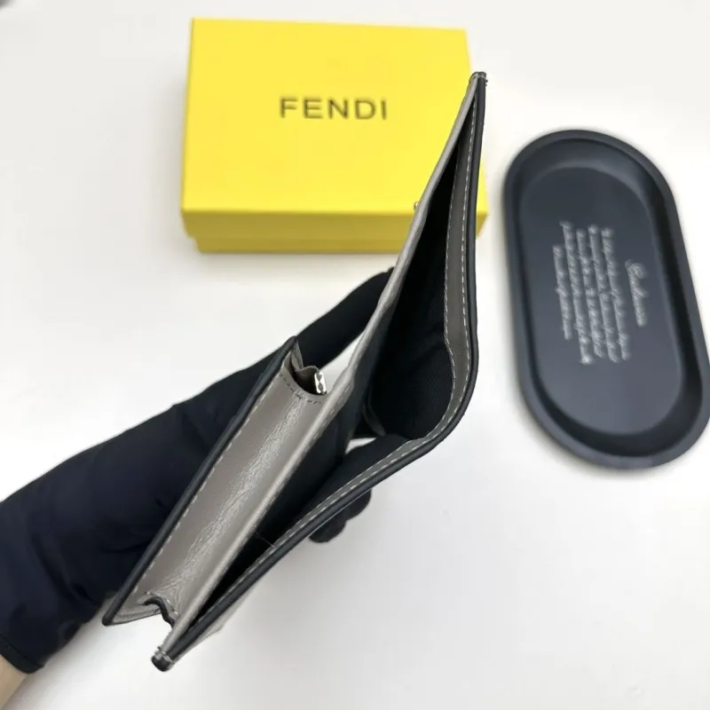 Fendi Gray Leather Bifold Wallet - Image 8