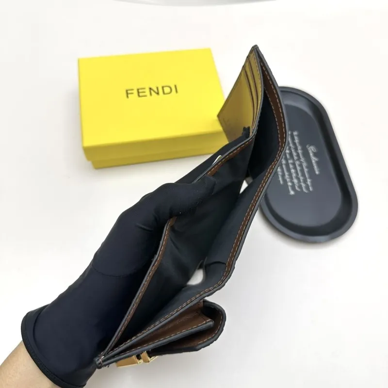 Fendi FF Monogram Trifold Wallet Brown Black - Image 9