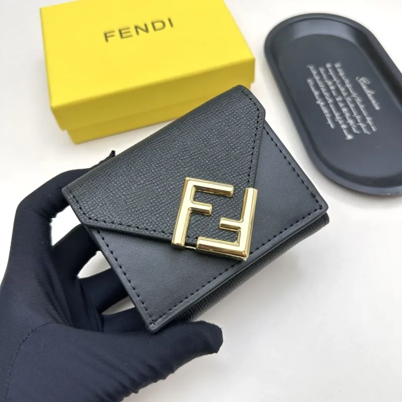 Fendi Black Leather Tri-Fold Wallet - Image 4