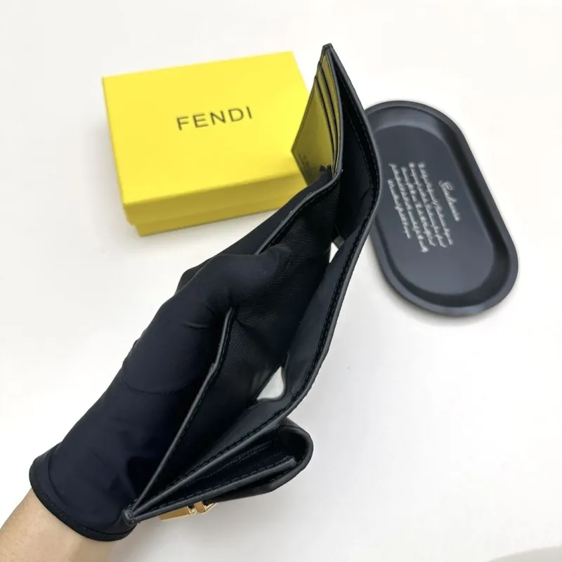Fendi Black Leather Tri-Fold Wallet - Image 9