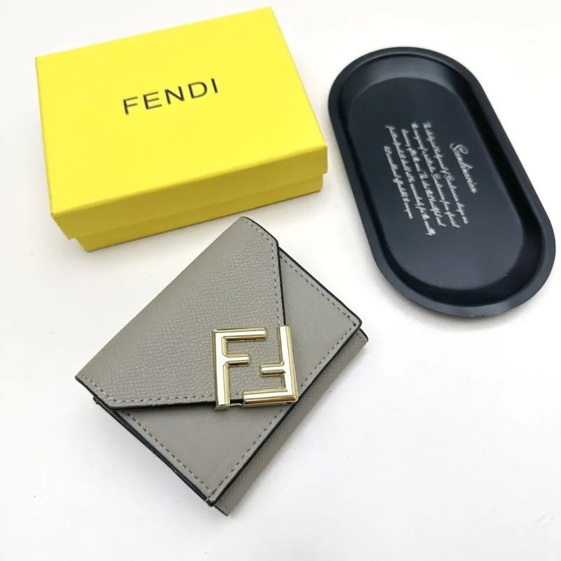 Alternative view of Fendi Gray Leather Compact Wallet