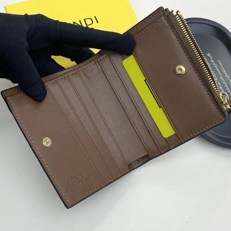 Fendi Brown Black FF Compact Zip Wallet - Image 7