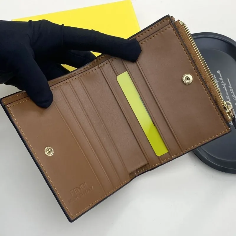 Fendi Brown Small Embossed Leather Wallet - Image 7