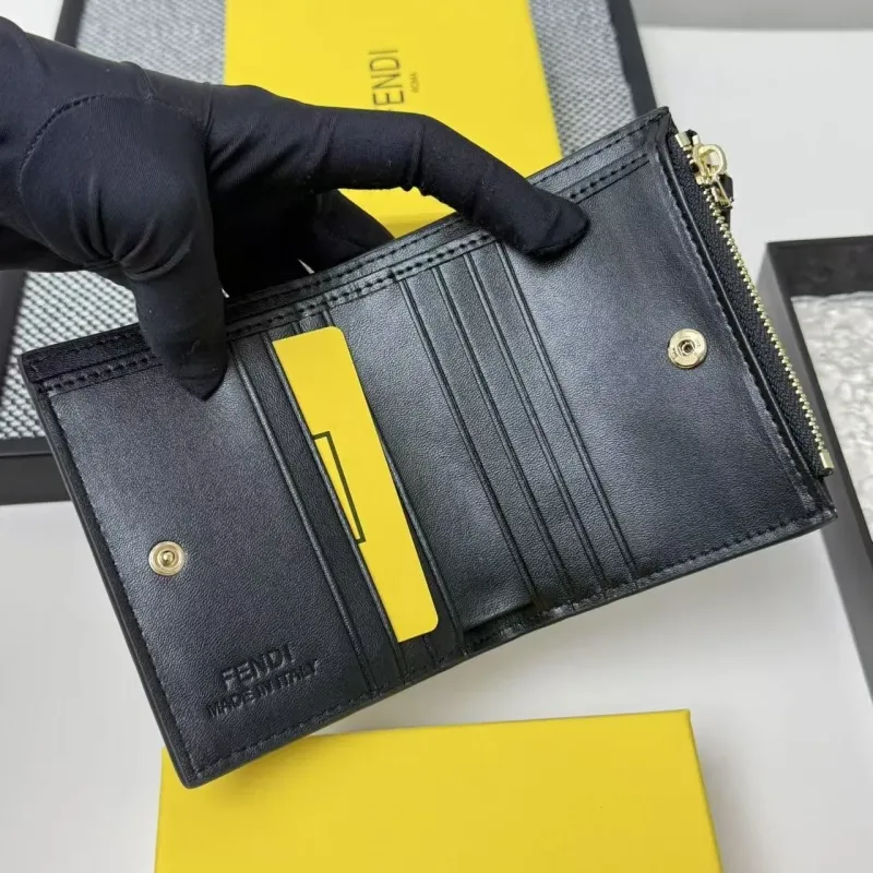 Fendi Black Compact Zip Wallet 2606 - Image 6