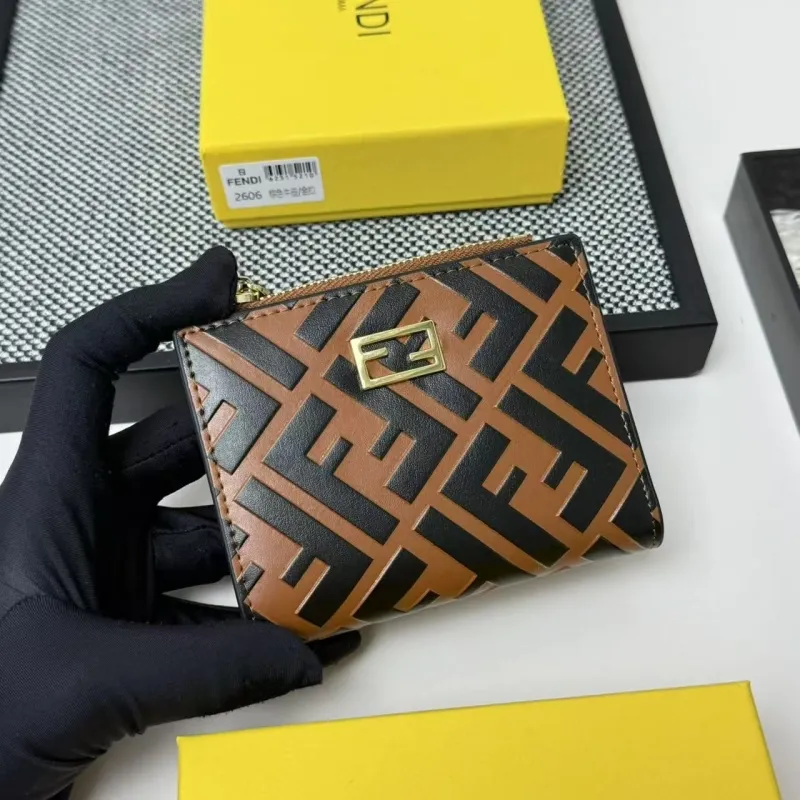 Alternative view of Fendi Brown Black FF Logo Zip Wallet 2606