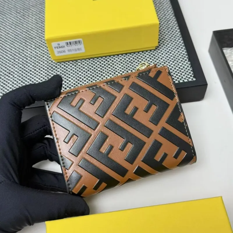 Fendi Brown Black FF Logo Zip Wallet 2606 - Image 4