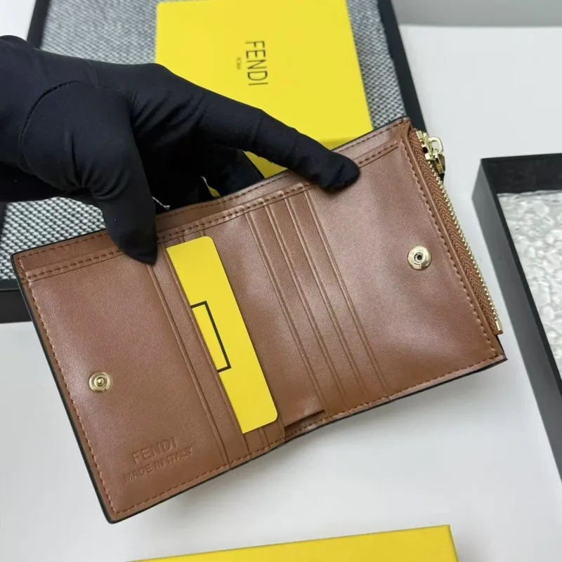 Fendi Brown Black FF Logo Zip Wallet 2606 - Image 7