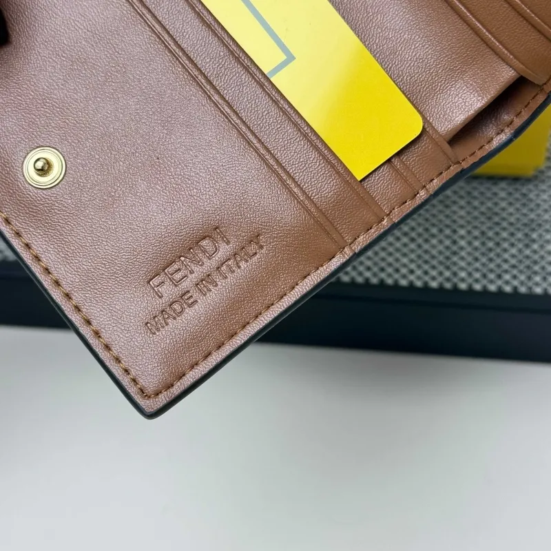 Fendi Brown Black FF Logo Zip Wallet 2606 - Image 8
