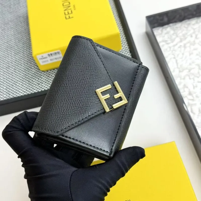 Fendi Black Leather Trifold Wallet 2603 - Image 3