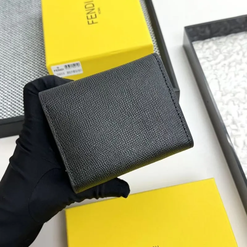 Fendi Black Leather Trifold Wallet 2603 - Image 4