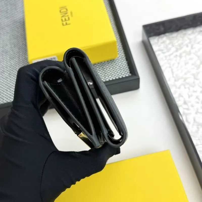 Fendi Black Leather Trifold Wallet 2603 - Image 5