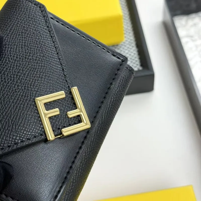 Fendi Black Leather Trifold Wallet 2603 - Image 6