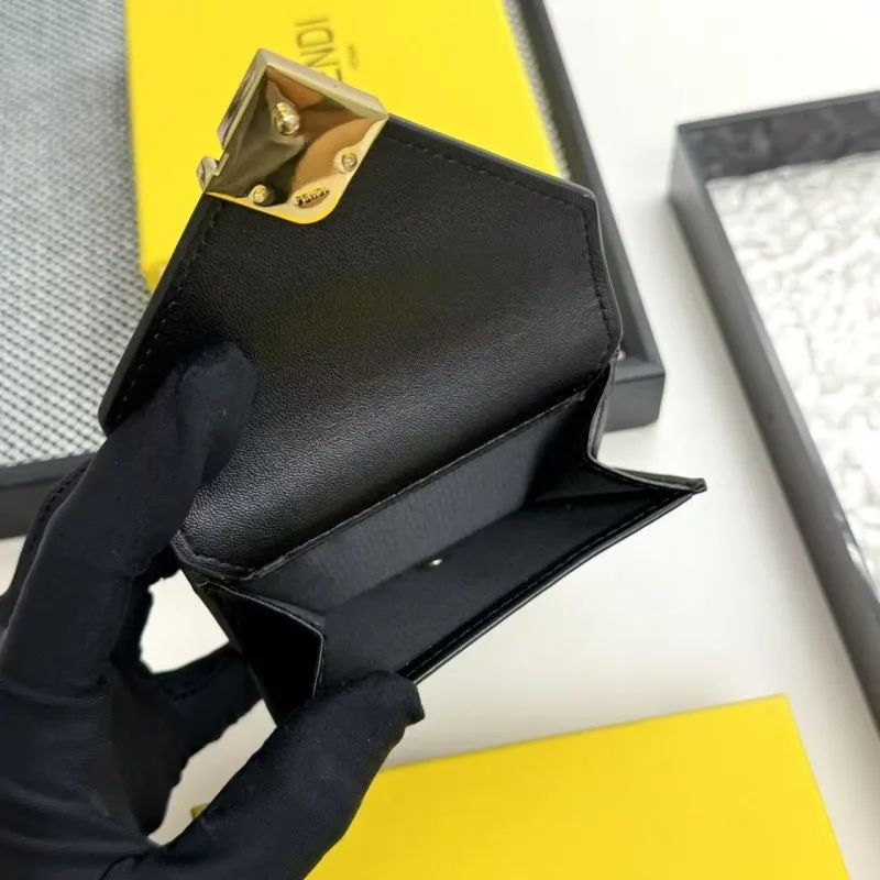 Fendi Black Leather Trifold Wallet 2603 - Image 7