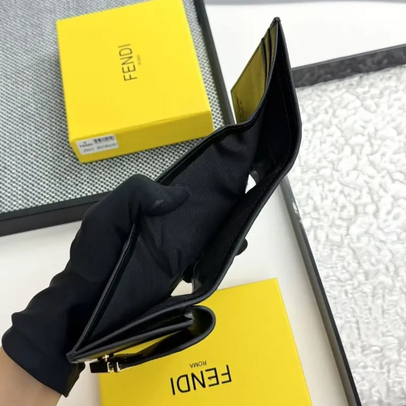 Fendi Black Leather Trifold Wallet 2603 - Image 9