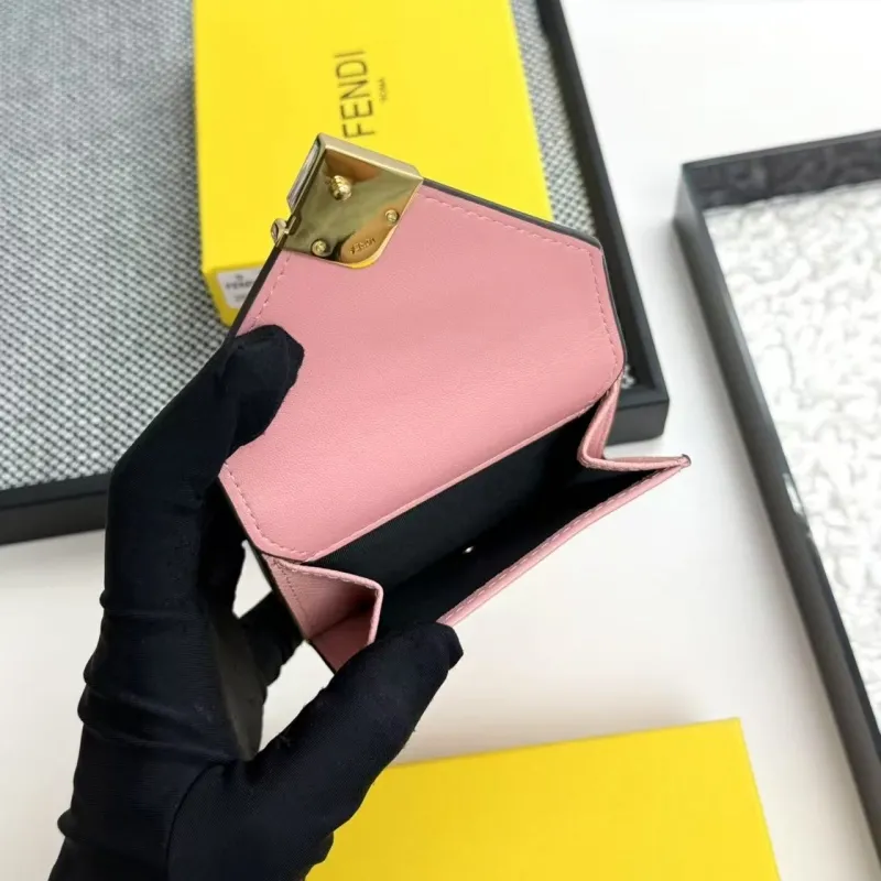 Fendi Pink Leather Tri-fold Wallet 2603 - Image 7