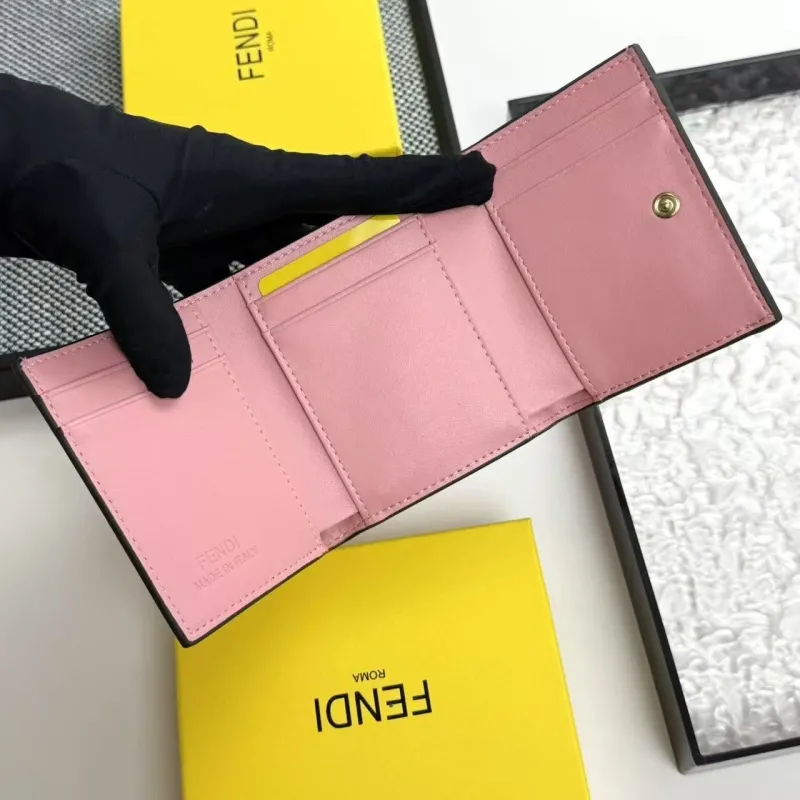Fendi Pink Leather Tri-fold Wallet 2603 - Image 8