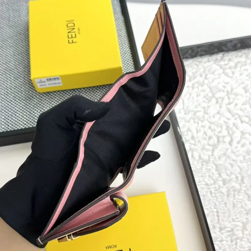 Fendi Pink Leather Tri-fold Wallet 2603 - Image 9
