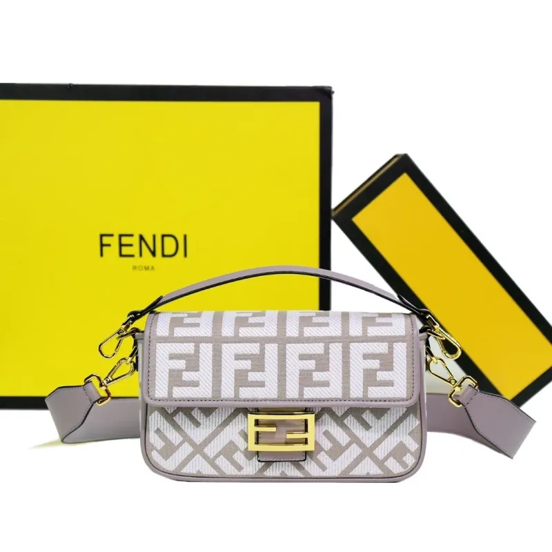 Fendi Gray Baguette Shoulder Bag