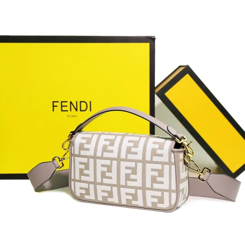 Fendi Gray Baguette Shoulder Bag - Image 3