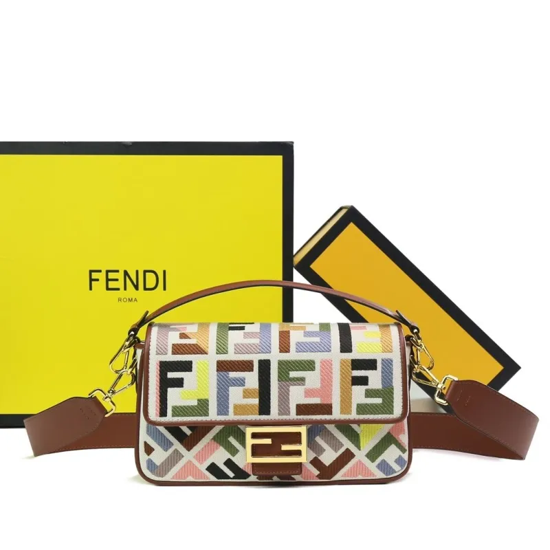 Fendi Multicolor FF Baguette Shoulder Bag