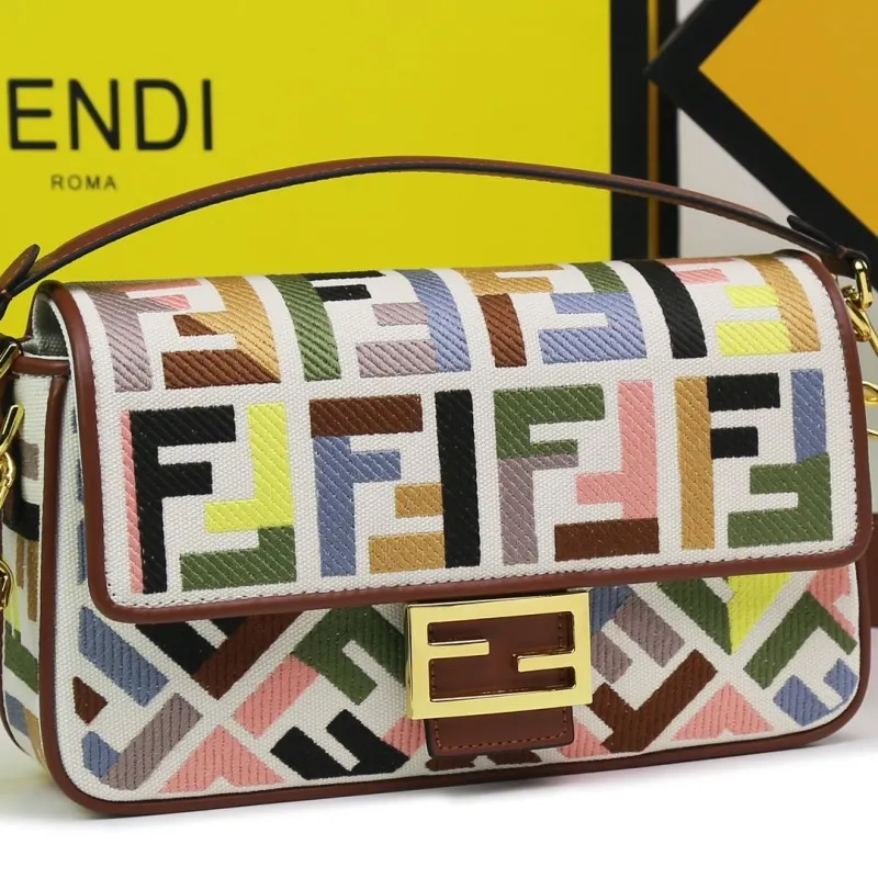 Fendi Multicolor FF Baguette Shoulder Bag - Image 6