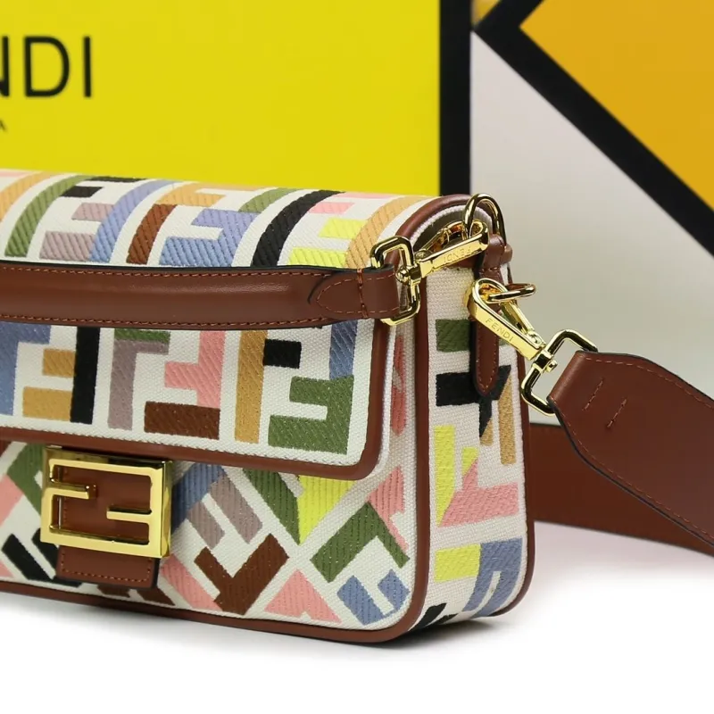 Fendi Multicolor FF Baguette Shoulder Bag - Image 7