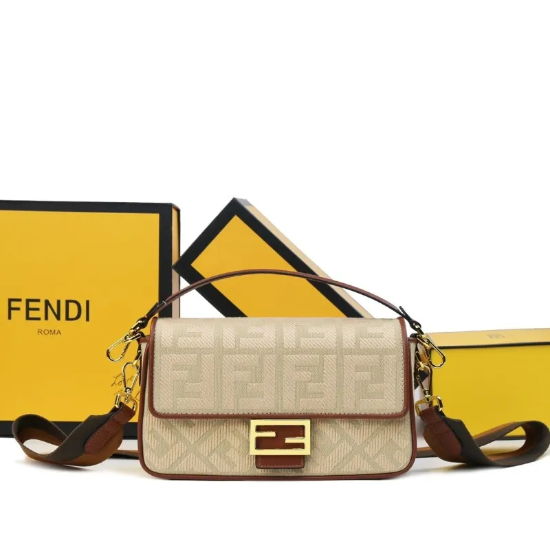 Fendi Beige Baguette Crossbody Bag