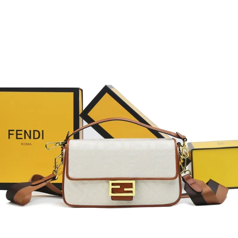 Fendi White Baguette Shoulder Bag 281