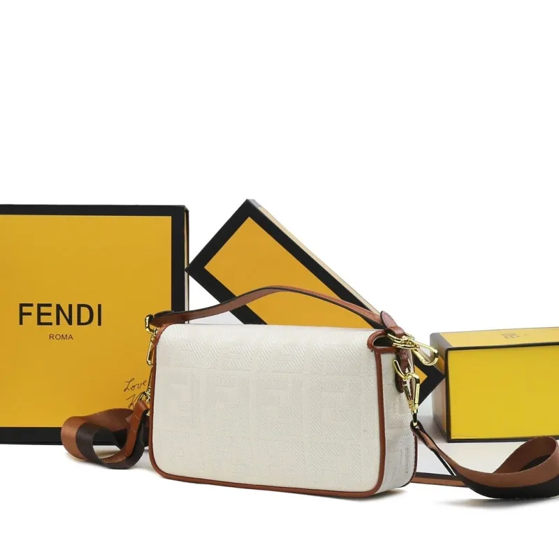 Fendi White Baguette Shoulder Bag 281 - Image 3