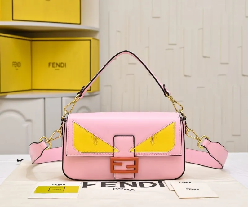 Fendi Pink Monster Eyes Baguette Shoulder Bag 282