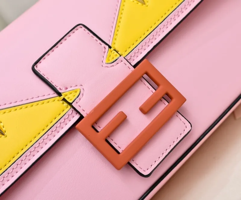 Fendi Pink Monster Eyes Baguette Shoulder Bag 282 - Image 4