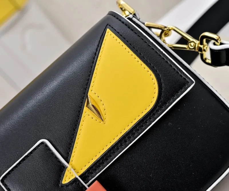 Fendi Baguette Black Yellow Shoulder Bag 283 - Image 5