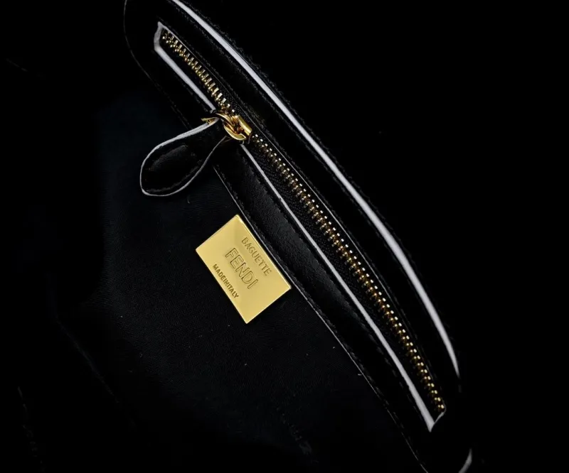 Fendi Baguette Black Yellow Shoulder Bag 283 - Image 7