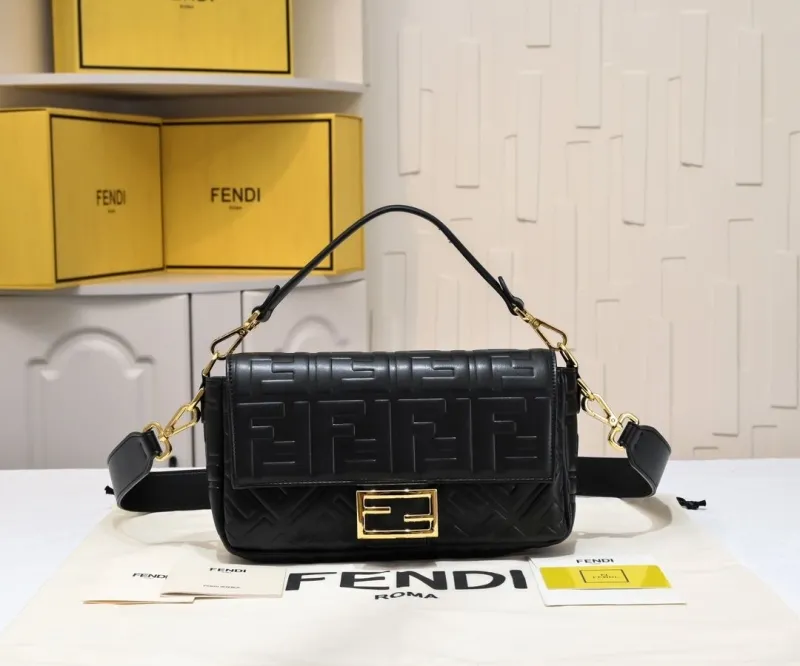 Fendi Black Baguette Shoulder Bag