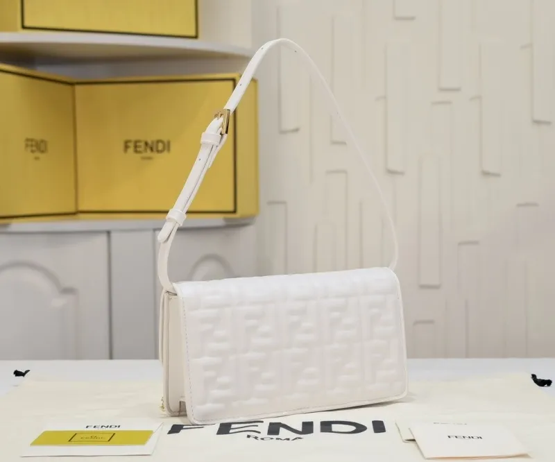 Alternative view of Fendi White Baguette Shoulder Bag