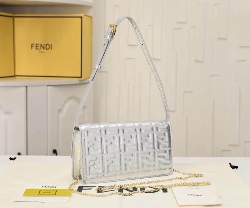Alternative view of Fendi Silver Baguette Shoulder Bag
