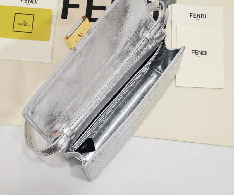 Fendi Silver Baguette Shoulder Bag - Image 9