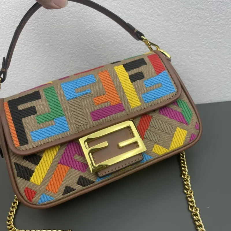 Fendi Multicolor Baguette Chain Shoulder Bag - Image 3