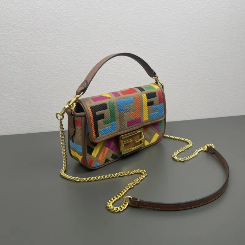 Fendi Multicolor Baguette Chain Shoulder Bag - Image 4