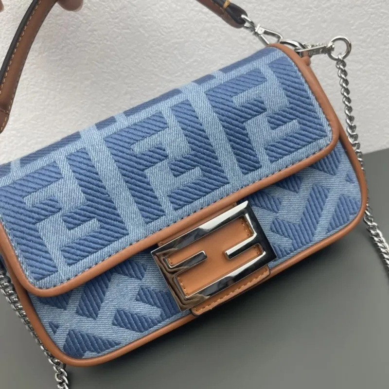 Alternative view of Fendi Blue Denim Baguette Shoulder Bag 293