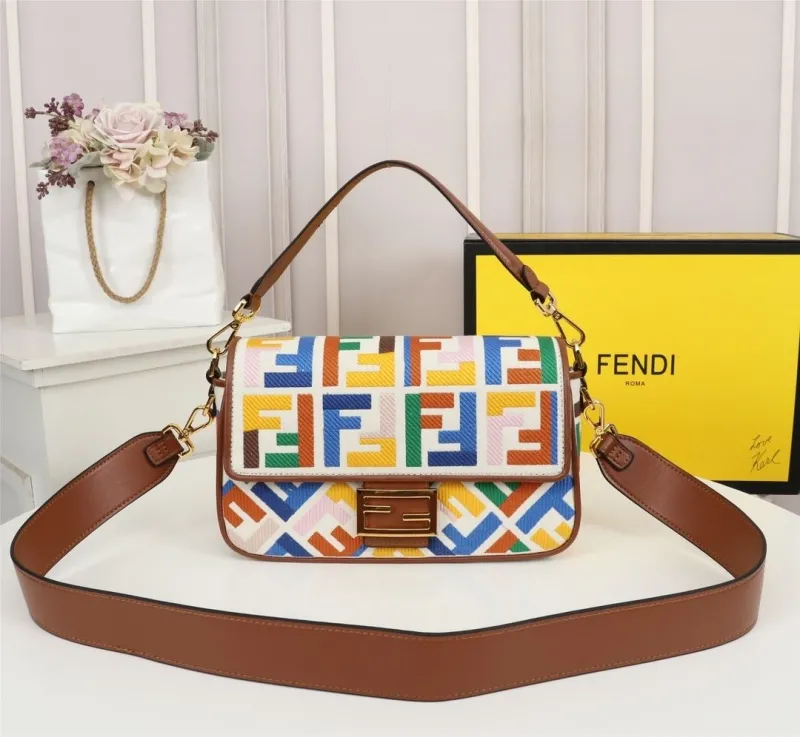 Fendi Multicolor FF Baguette Shoulder Bag