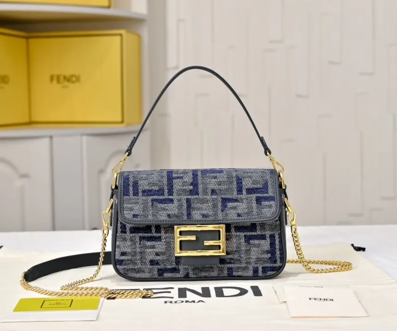 Fendi Baguette Denim Shoulder Bag