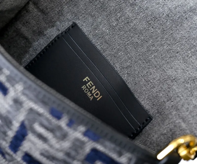Fendi Baguette Denim Shoulder Bag - Image 8