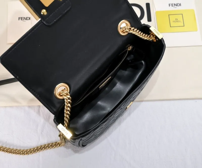 Fendi Black Baguette Chain Shoulder Bag - Image 9